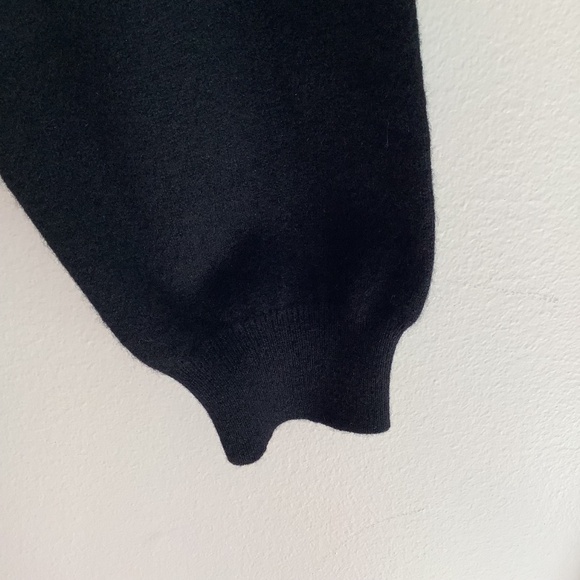 100% CASHMERE MADE IN ITALY AVON CELLI 1/4 Zip Black Sweater - Picture 4 of 6